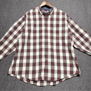 Izod Men's Plaid Button-Down Shirt - Red, Green, and White
